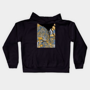 Tacoma Map Pattern in Blue & Gold Kids Hoodie